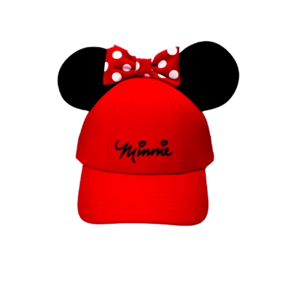 NWT Disney Womens Minnie Mouse Cap with Bow & Ears OS Red Black Snapback Hat - Picture 6 of 8